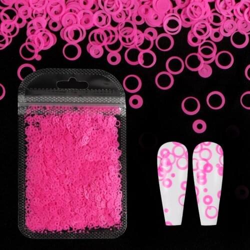 Neon Round Circle Ultra-thin Sequins For Nail Decorations Mixed Size Fluorescence Hollow Bubble Shape Flake Nail Art Accessories