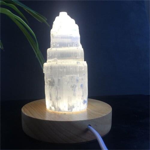 New hand carved gemstone spiritual decoration natural white selenite tower for Healing