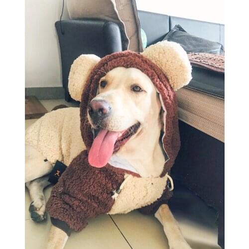 Autumn Winter Big Dog Clothes Coat Warm Thicken Hoodie Coat Jacket For Border Collie Labrador Golden Retriever Husk N159