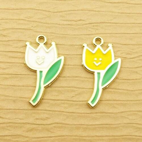 10pcs 12x22mm enamel smile flower charm for jewelry making crafting fashion earring pendant necklace charm bracelet charm