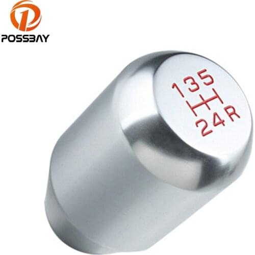 POSSBAY Aluminum Car Gear Shifter Lever Shift Knob Stick Fit Manual Universal Silver Gear Handle Knob Handbrake Covers