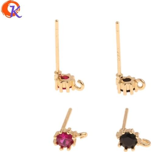 Cordial Design 50Pcs 4*6MM CZ Earrings Stud/Hand Made/Jewelry Accessories/Genuine Gold Plating/Earring Findings/DIY Making
