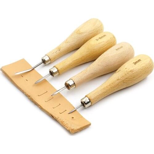 DIY Leather Awl Tools Manual Making Leather Rhomboid Driller Leather Stitching Sewing Awl Leather Craft Punching Tool