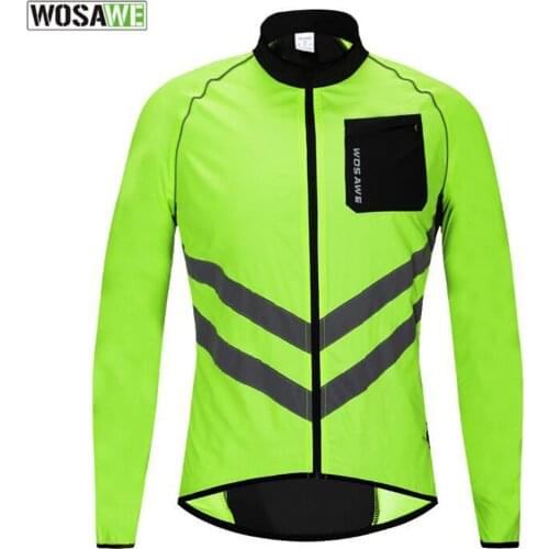 Reflective Cycling Clothing Men Long Sleeve Waterproof Lightweight Rain Windbreaker Coat Cycling Jacket Bike Clothing