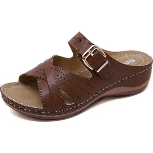 10pcs 2020 House Slippers Platform Shoes Woman Slipers On A Wedge Low New Flat Slides Basic Wedges Fabric PU lykj-yx