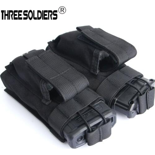 Three soldiers Open-Top Double Rifle/Pistol Magazine Pouch Tactical M4 Mag Pouch For Airsoft Paintball molle system hunting clip