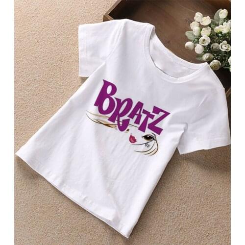 Vintage Baby Girl Children T-shirt Boy Street Goth T-shirts Harajuku White Short Sleeve Clothes Girls Tops BRATZ Print Fashion