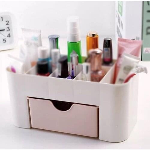 Jewelry and Cosmetics Storage Box Drawer Type Plastic Office Desk Dresser Skin Care Brush Lipstick Finishing Shelf Home Storage