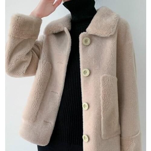 2020 Autumn Winter Jacket Women Fashion Fur Coat Short Woman Parkas 100% Wool Korean Style Clothes Women Femme Veste WPY1979
