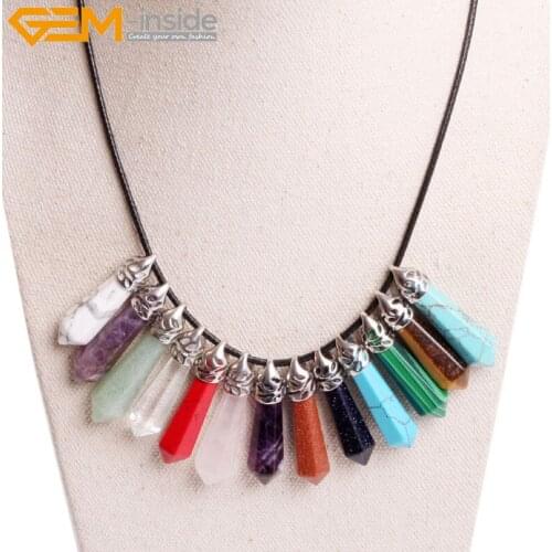 Gem-inside Natural Stone Pendants Necklaces Hexagonal Shaped Pendants Necklace Selectable Material Gift For Friends for Women