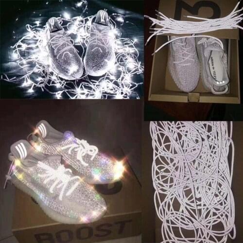 1Pair Reflective Shoelaces Sneaker Shoelace Sport Shoelaces Round Rope Shoe Laces Length 100/120/140/160CM Shoelaces Strings