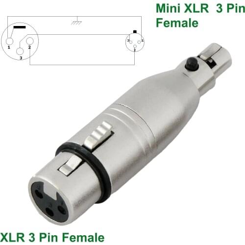 1pc Audio Mic Microphone Adapter Connector Mini XLR 3 Pin Female to XLR 3 pin Female Plug Converter
