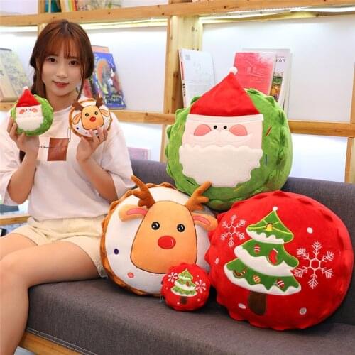 1PC Christmas Tree Pillow Plush Toy Santa Claus Elk Cake Cup Doll Pendant Keychain Decoration Party Christmas Gift for Kids Girl
