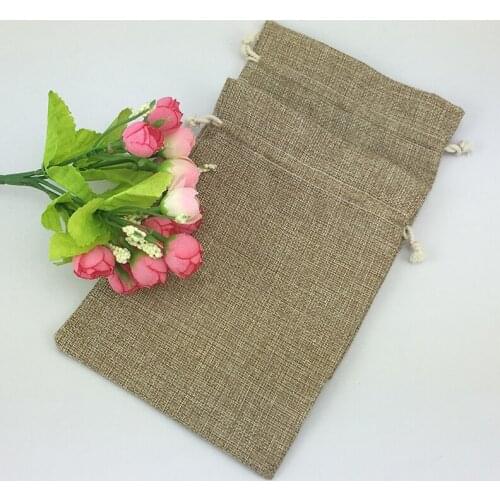15*20cm 100pcs Vintage Style handmade Jute Sacks Drawstring gift bags for jewelry/wedding/christmas Packaging Linen pouch Bags