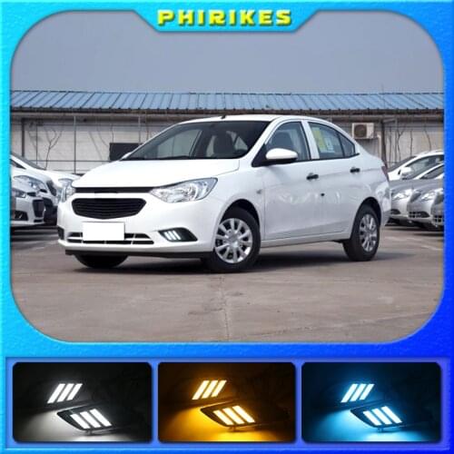 2pcs Car LED Daytime Running Light for Chevrolet Sail 2014 2015 2016 2017 DRL White Turn Signal Light Yellow Blue Fog Lamp