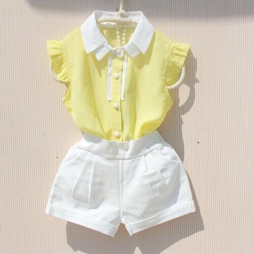 2019 Summer baby girl clothes children clothing girl blouse fashion ruffles chiffon vest kids sleeveless shirt 2 colors 2-16Y