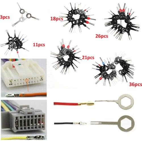 3/11/18/21/26/36pc Car Terminal Removal Tool Wire Plug Connector Extractor Puller Release Pin Extractor Kit Car Plug Repair Tool