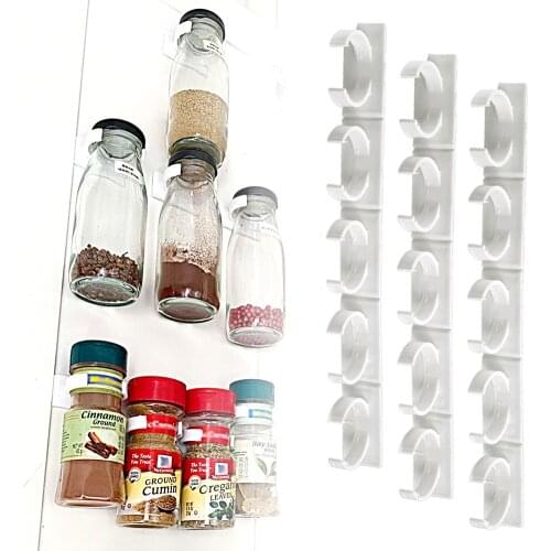 4 Layers Plastic Clips Bottle Door Hanging Tools Spice Herb Jars Rack Holder Kitchen Storage Rack Wall Cabinet Mount Accessories