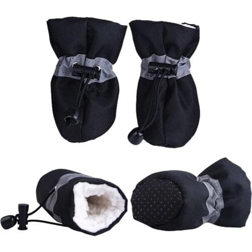 4pcs Non-slip Puppy Shoes Pet Protection Soft-soled Pet Dog Shoes Winter Waterproof Warm Dog Boots Pet Paw Care Supplies