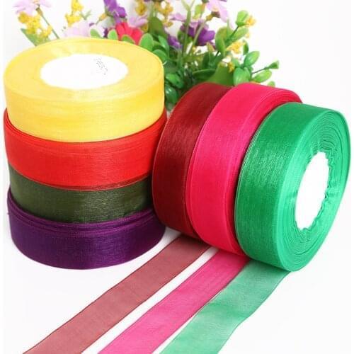 50 Yards/roll Width 1''(25mm) organza ribbons Wedding Decorative Ribbons Tapes DIY Bow Party Gift Packaging Sewing Accessories