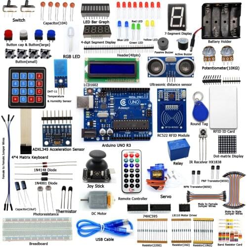 Adeept RFID Starter Kit for Arduino UNO R3 from Knowing to Utilizing, Servo, RC522 RFID Module, PS2 Joystick, Learning Kit with
