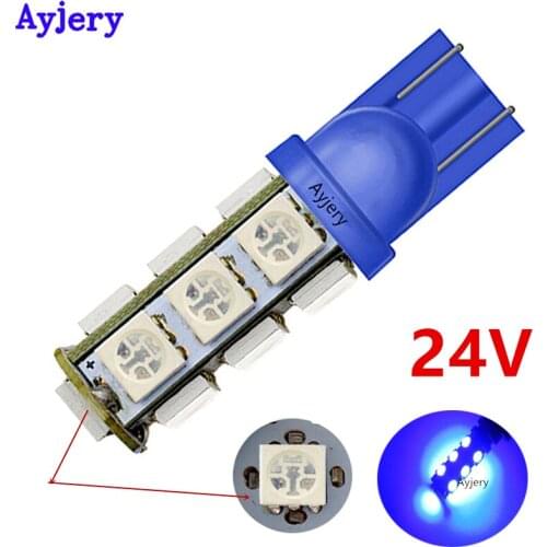 AYJERY 100pcs Truck LED 24V T10 194 168 5050 13 SMD 13 LED Auto light Bulbs super white Clearance Light Indicator Wedge Lamps