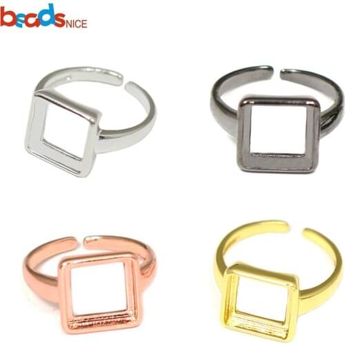 Beadsnice ID25009smt2 Brass Adjustable Ring Settings Square Ring Blanks for DIY Jewelry Making Wholesale Jewelry Ring Base