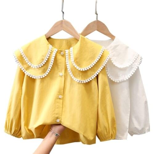 Girls White Blouse Solid Color Blouse Girl Spring Autumn Blouses Childrens For Girls Casual Childrens Clothing Girl 6 8 10 12