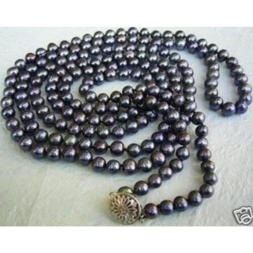 Noble 7-8mm Black Akoya Cultured Pearl Necklace 50"