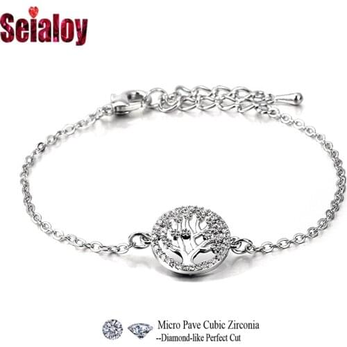 Seialoy Popular Bohemia Cubic Zirconia Tree Of Life Bracelets For Women Men Lobster Clasp Charm Bracelet Family Friend Gift