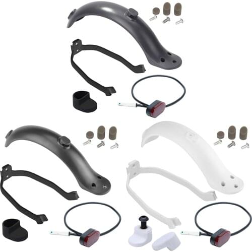 Rear Mudguard Fender Guard + Bracket + Hook +Taillight Electric Scooter Rear Fender Support Stand Taillight Set for M365 Scooter