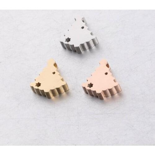 5pcs/lot Stainless Steel Christmas Tree Design Loose Charm Beads Steel Spacer Beads Fit Bracelets Nekclace Making DIY Jewelry