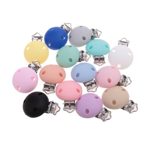 BPA Free 10pc Round Silicone Clips Baby Teething Teether Necklace Accessories Infant Teeth Care Pacifier Holder Chain Clasps DIY