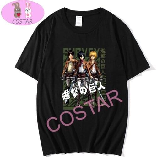 COSTAR Anime Attack on Titan Eren Jaeger Mikasa Ackerman Armin Arlert Printed Soft Wearing Fashion T-shirt Harajuku Unisex Tees