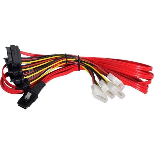 CY LSI 3Ware Molex Mini SAS SFF 8087 to SFF 8482 and Power x 4 SAS Cable