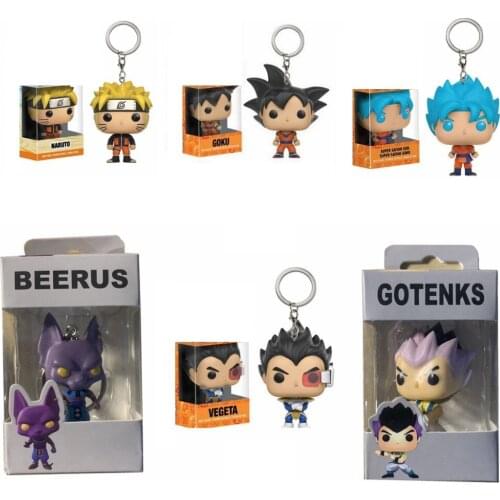 Keychain with box Amine Dragon BallZ Super Saiyan GOKU Action Figure Model Toys Gift Collection