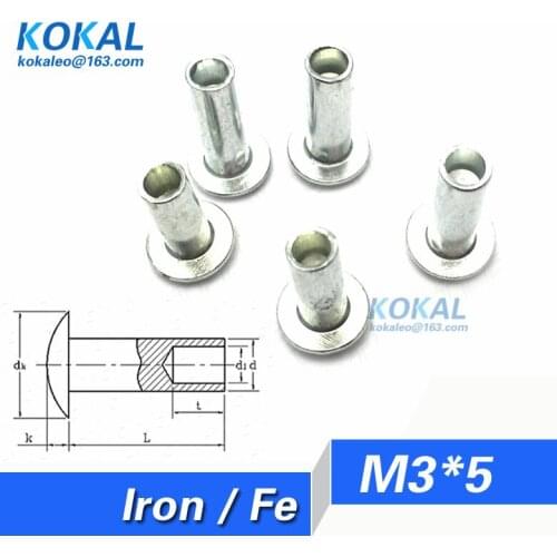 [Fe-M3*5]100PCS all kinds all steel M3 Series thin round head half hollow rivet M3*5mm tubular rivet