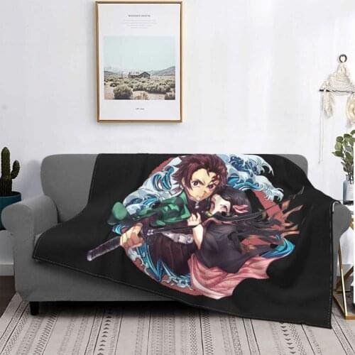 Demon Slayer Blanket Fleece Spring/Autumn Anime Japan Breathable Super Soft Throw Blankets for Bedding Outdoor Rug Piece