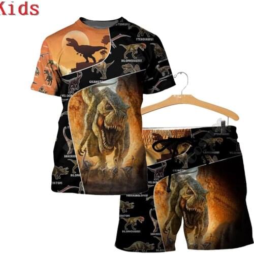 Love Dinosaur 3D Printed T Shirts And Shorts Kids Funny Childrens Suit Boy Girl Summer Short Sleeve Suit Kids Apparel 18