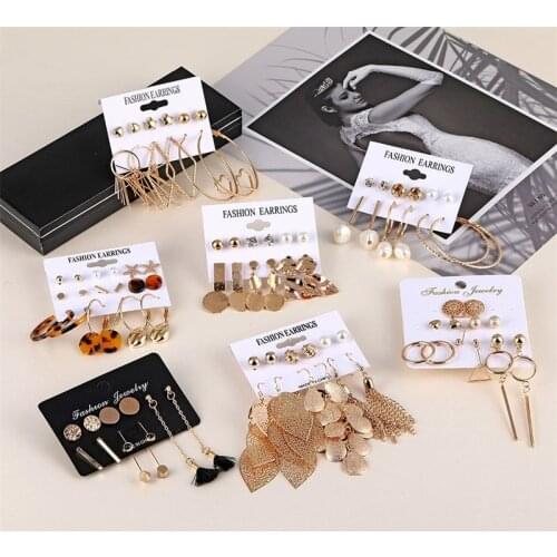 Hot Sale Fashion Bohemian Earrings Set For Women New Trendy Shell Flower Round Geometric Earring Female Fashion Jewelry