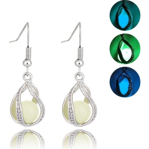 Hainon Fashion Glow In The Dark Drop Earrings For Women Jewelry Accessories Silver Color CZ stones Luminous Earring
