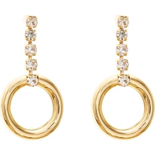 Jaeeyin 2021 Fashion Jewelry Rhinestone Circle Ring Geometric Stud Dangle Pendant Earrings Gift For Women New Arrivals