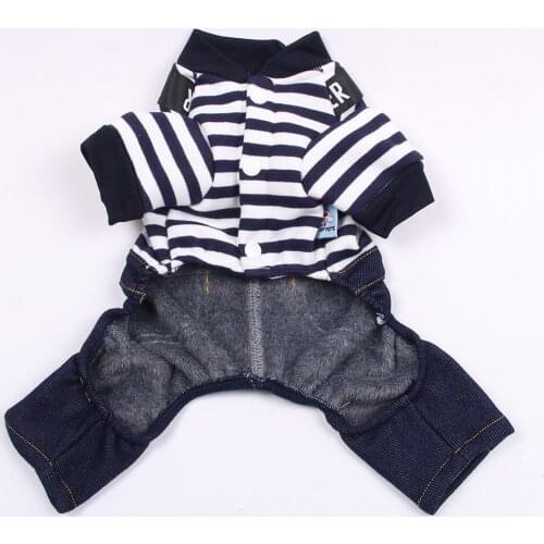 Pet Puppy Coat Jacket Autumn Clothes Apparel 5 Sizes 2 Colours Striped Dog Cat Jumpsuit Rompers Bear Design