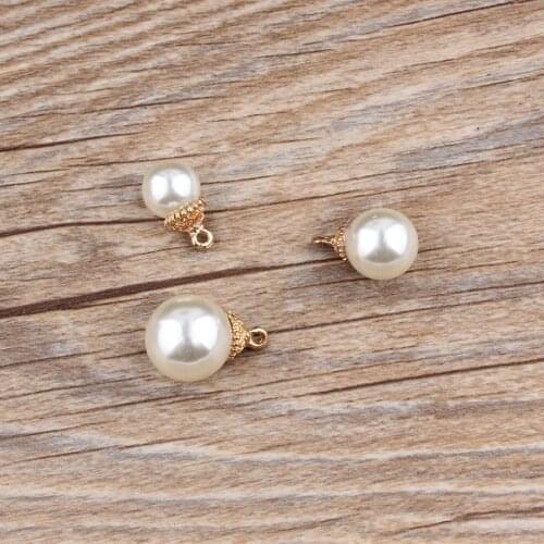 MRHUANG 20pcs/lot 8mm 10mm 12mm 14mm metal Pearl Charm Gold-Color Floating Enamel Charms Pendant Fashion Jewelry Accessories