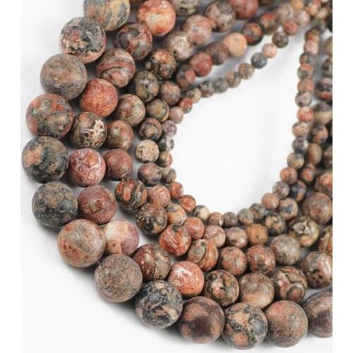 UPGFNK Natural Red Leopard Stone Round Loose Spacer Beads For Jewelry making DIY Bracelet accessories Strand 15'' 4/6/8/10/12MM