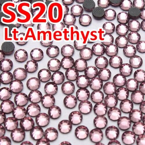 Lithg amethyst, Purple Dmc hot fix rhinestone,ss20 (4.6-4.8mm) 1440pcs/bag/lot good more shiny stone with Glue