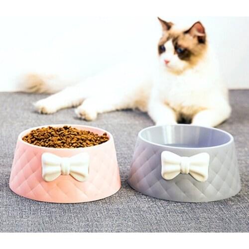 Pet Feeding Bowls Cat Bow-knot Feeder Dispenser Cute Pet Food Water Feeder Kitten Bowl Round Dog Cat Water Bowl Pet Supplies