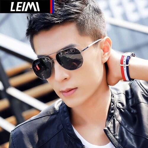 LEIMI Men Classic Pilot Sunglasses HD Polarized Aluminum Driving Sun glasses Luxury Shades UV400