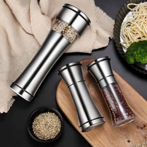 Stainless Steel Salt And Pepper Grain Mill Shakers Manual Food Spice Jar Herb Grinder Containers Bottle Kitchen Cooking Tool