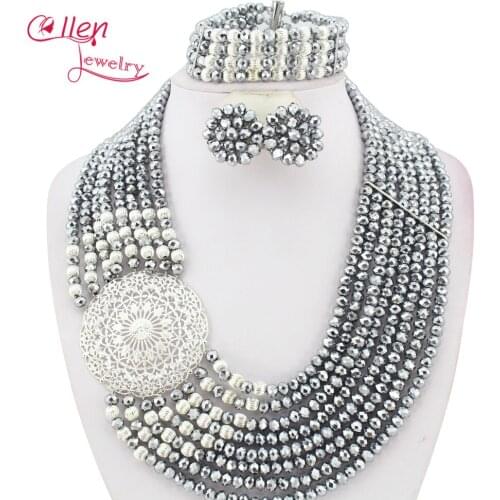 2019 New Amazing African Nigerian Beads Jewelry Set African style necklace Jewelry Sets For Bridal african wedding W6485